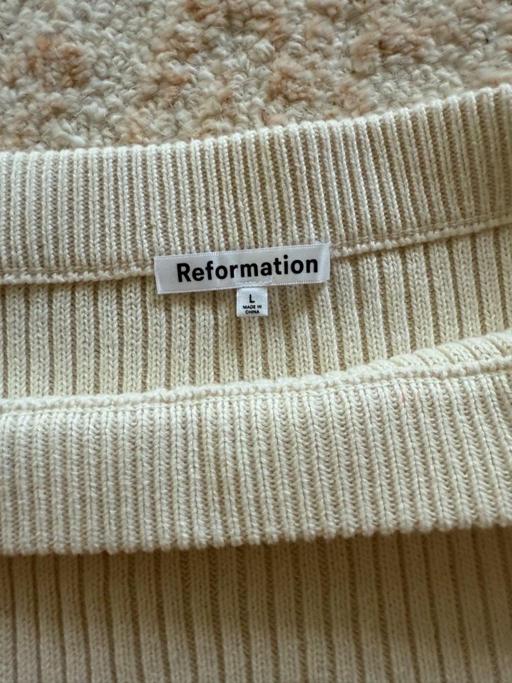 Reformation Cream Ribbed Knit Mini Skirt - Picture 3 of 4
